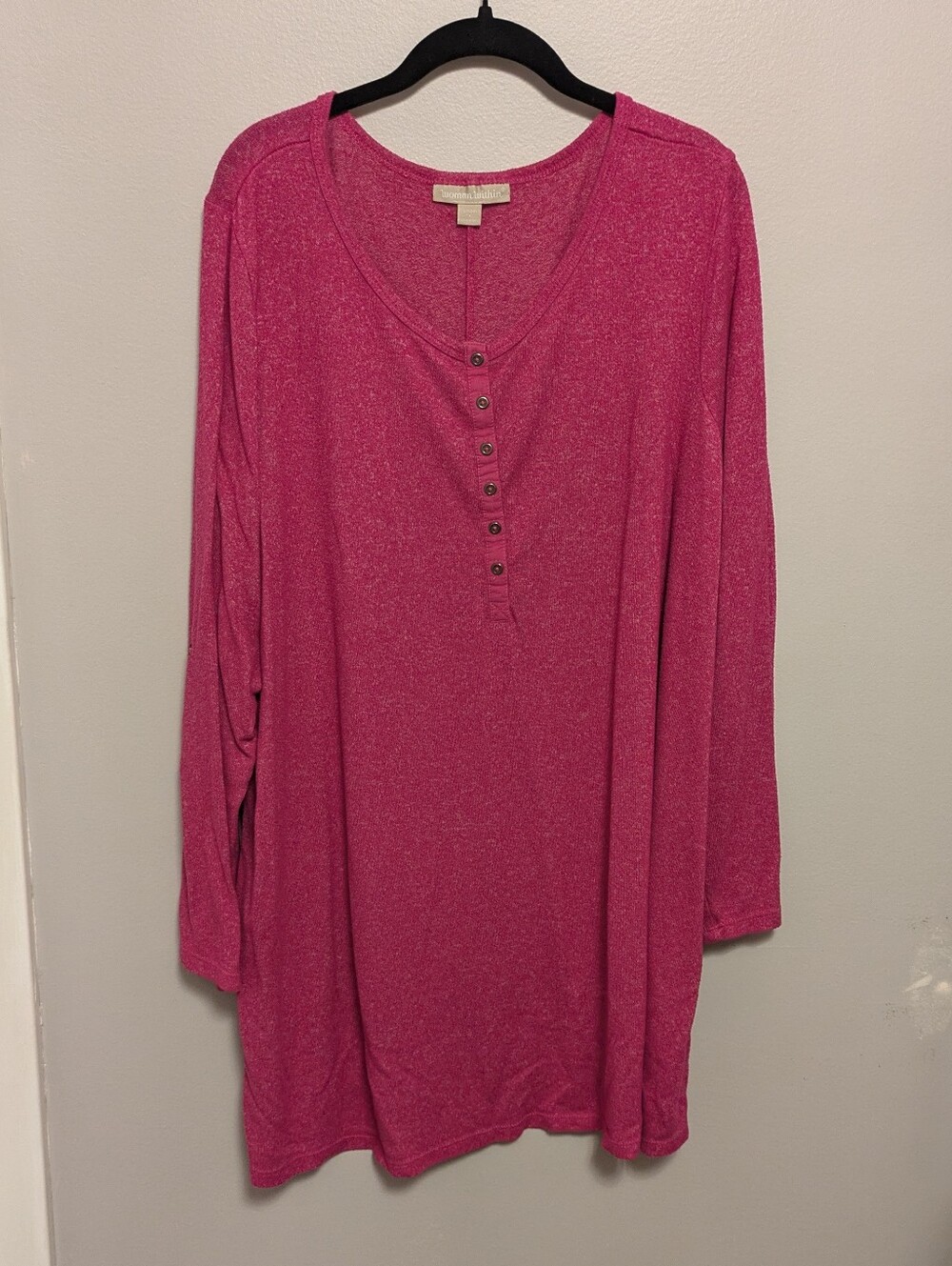 Woman Within Pink Henley Tunic 1X